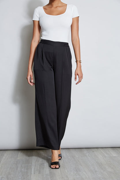 Women Pleated Silk Pant Noir | Elie Tahari