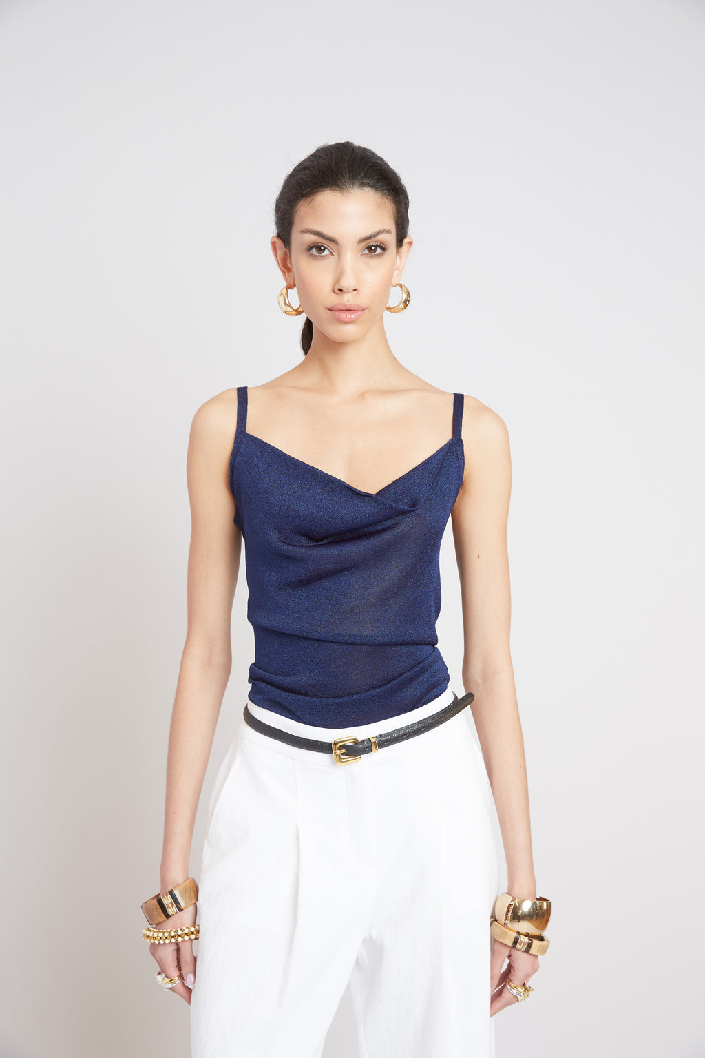 Women Metallic Knit Cami  | Elie Tahari
