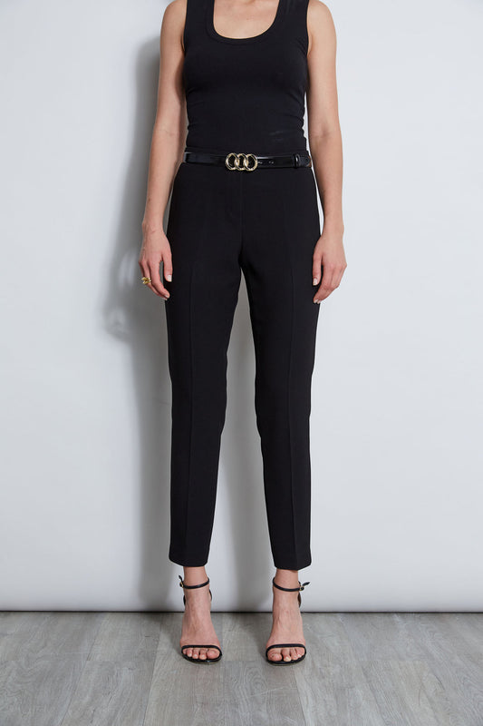 Women Slim Fit Crepe Pant Black | Elie Tahari