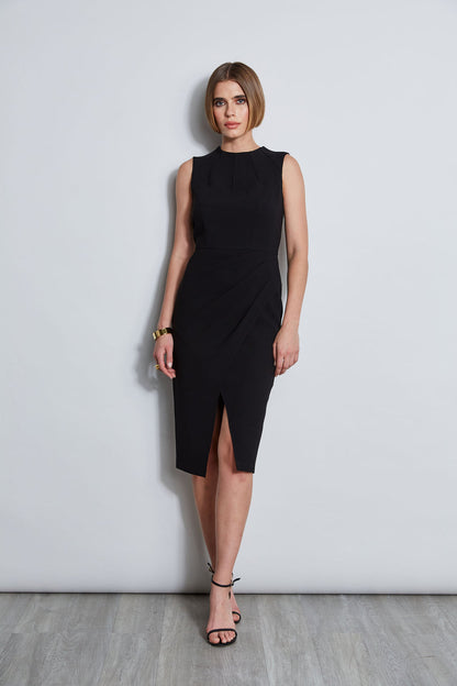 Women Dart Neck Faux Wrap Dress Black | Elie Tahari