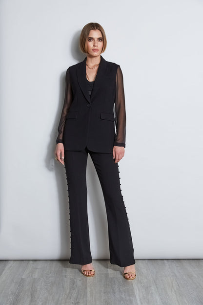 Women Chiffon Combo Crepe Blazer Black | Elie Tahari