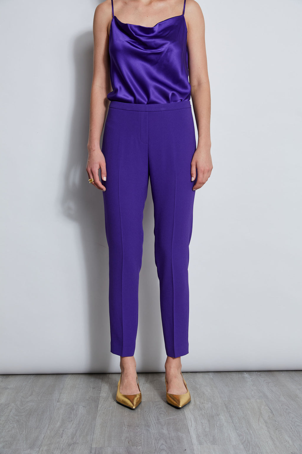 Women Slim Fit Crepe Pant Grape | Elie Tahari