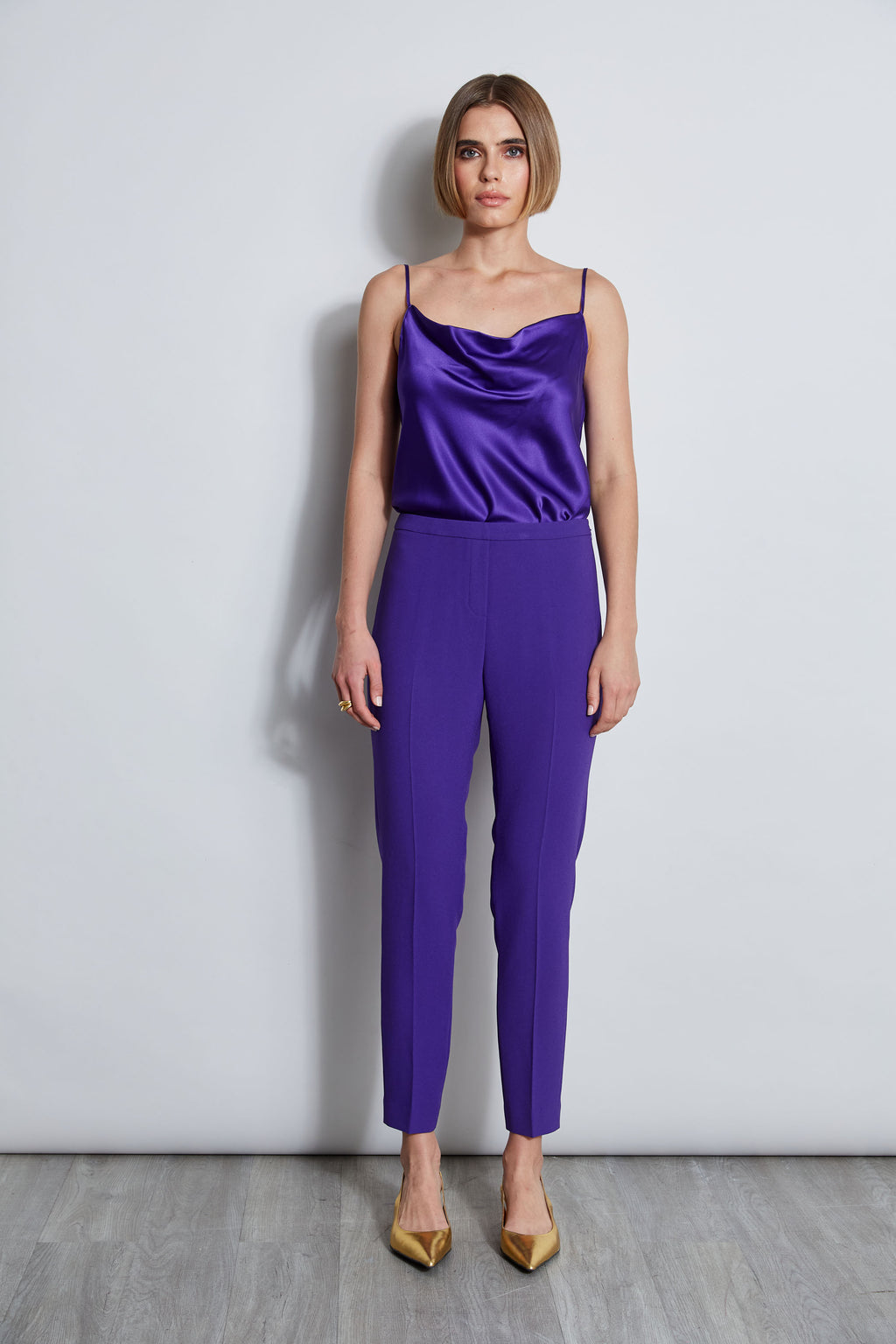 Women Slim Fit Crepe Pant Grape | Elie Tahari