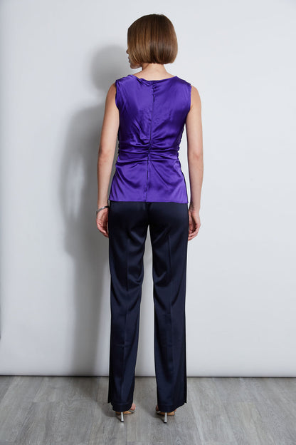 Women Silk Satin Braid Ruched Top  | Elie Tahari