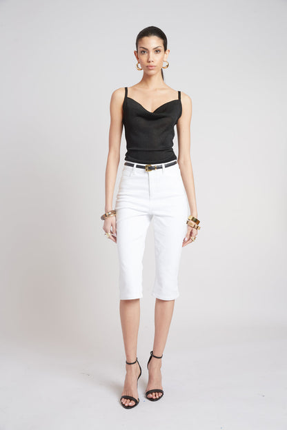 Women Metallic Knit Cami Black | Elie Tahari
