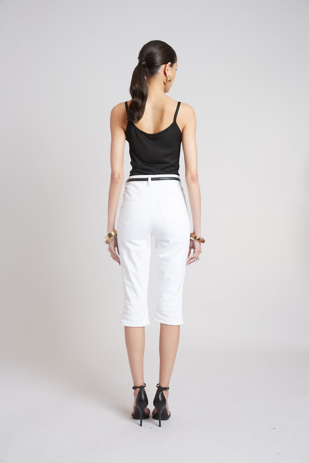 Women Metallic Knit Cami Black | Elie Tahari