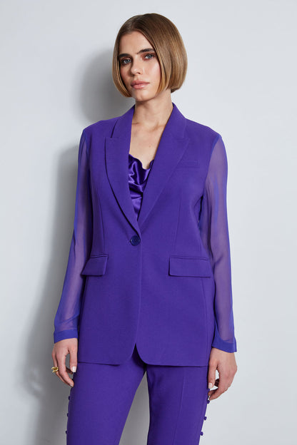 Women Chiffon Combo Crepe Blazer Grape | Elie Tahari