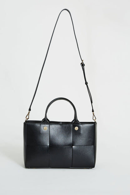 Women Leather Weave Handbag Black | Elie Tahari