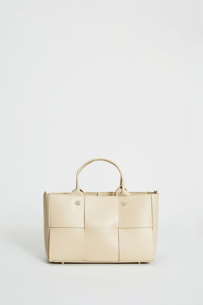 Women Leather Weave Handbag Oyster | Elie Tahari