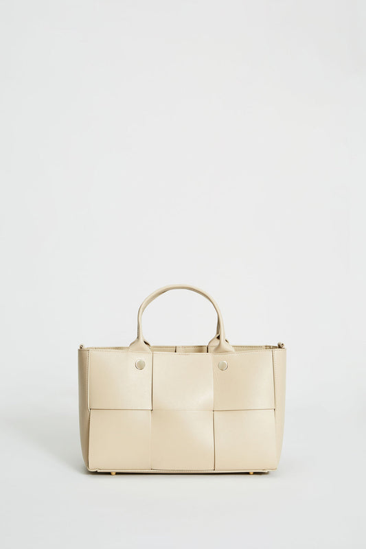 Women Leather Weave Handbag Oyster | Elie Tahari
