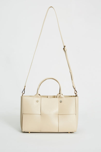 Women Leather Weave Handbag Oyster | Elie Tahari