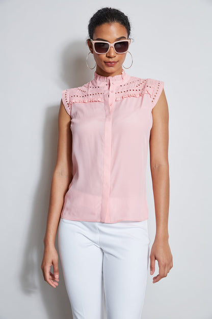 Women Embroidered Sleeveless Shirt  | Elie Tahari