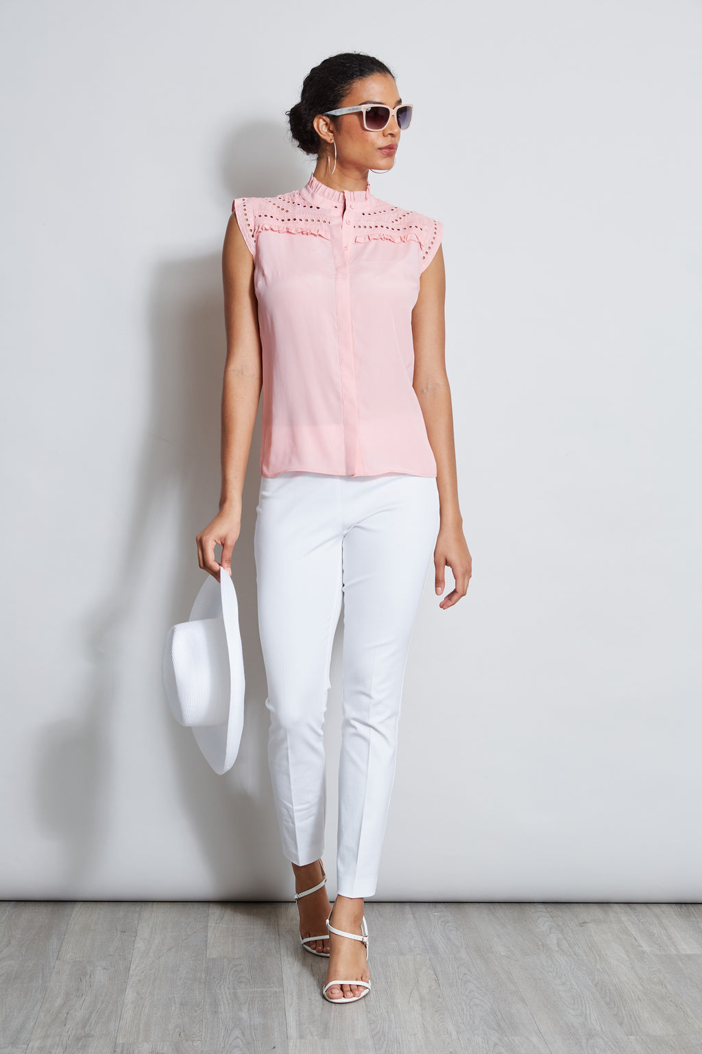 Women Embroidered Sleeveless Shirt  | Elie Tahari