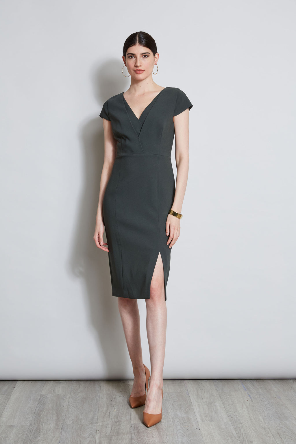 Women V-Neck Crepe Dress Camouflage | Elie Tahari