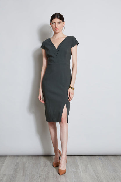 Women V-Neck Crepe Dress Camouflage | Elie Tahari
