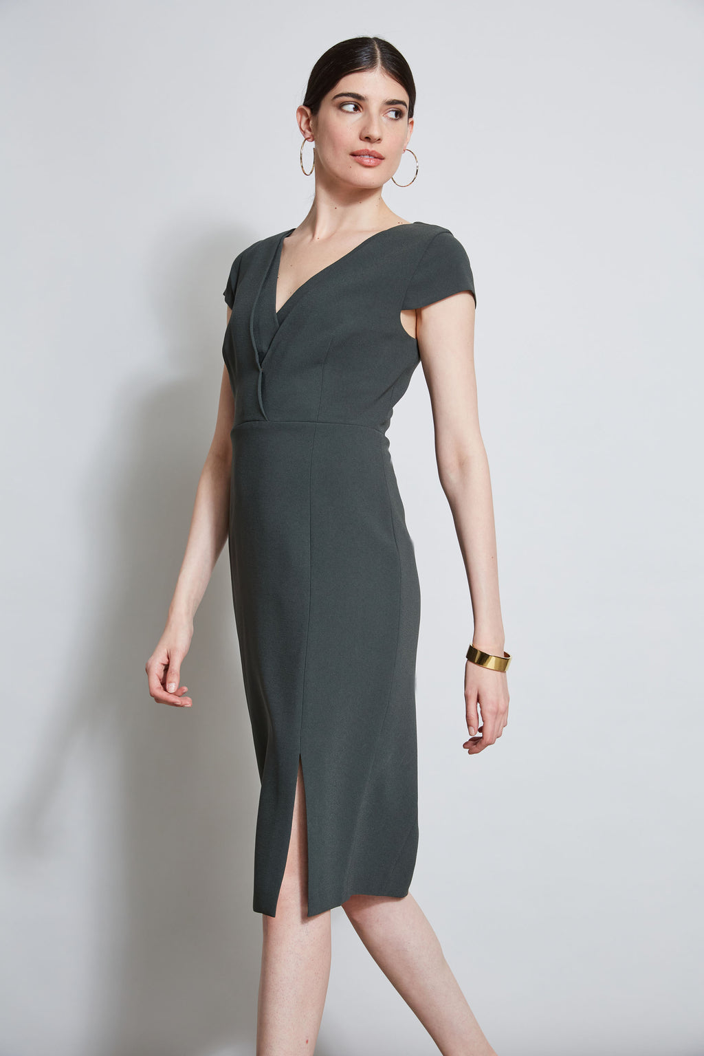 Women V-Neck Crepe Dress Camouflage | Elie Tahari