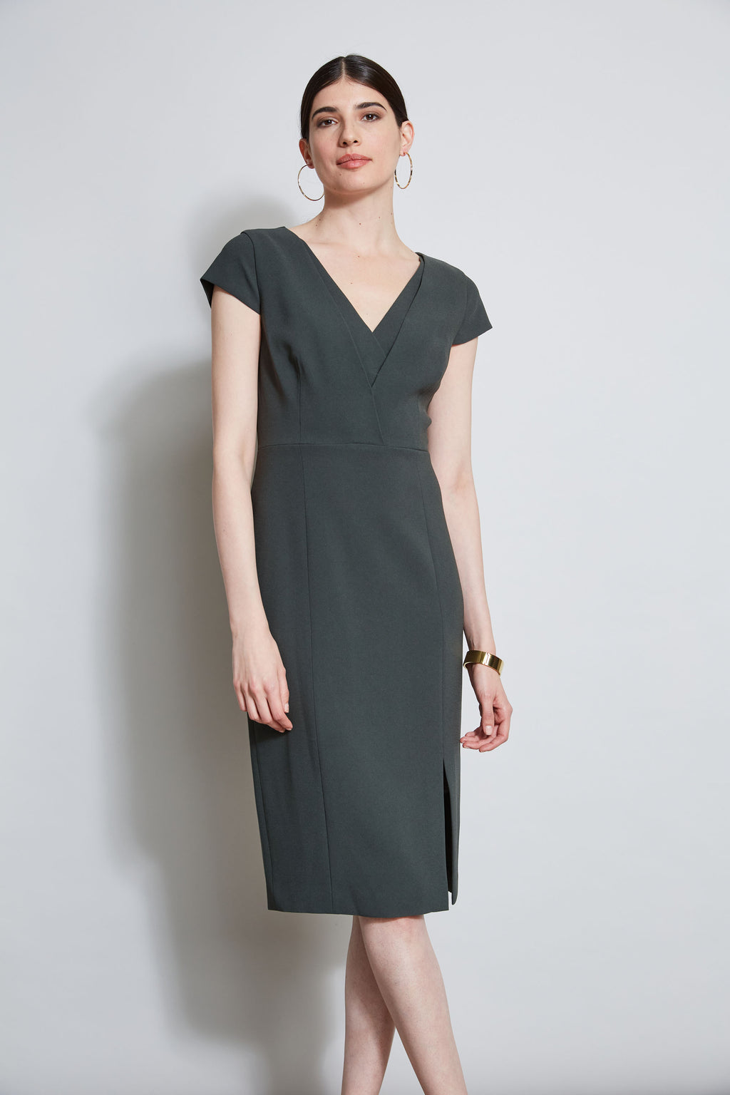 Women V-Neck Crepe Dress Camouflage | Elie Tahari