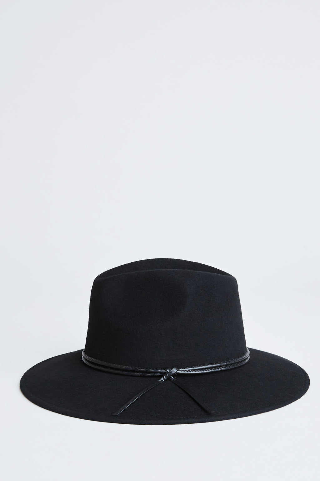 Women Wool Wide Brim Leather Trim Fedora Hat Black | Elie Tahari