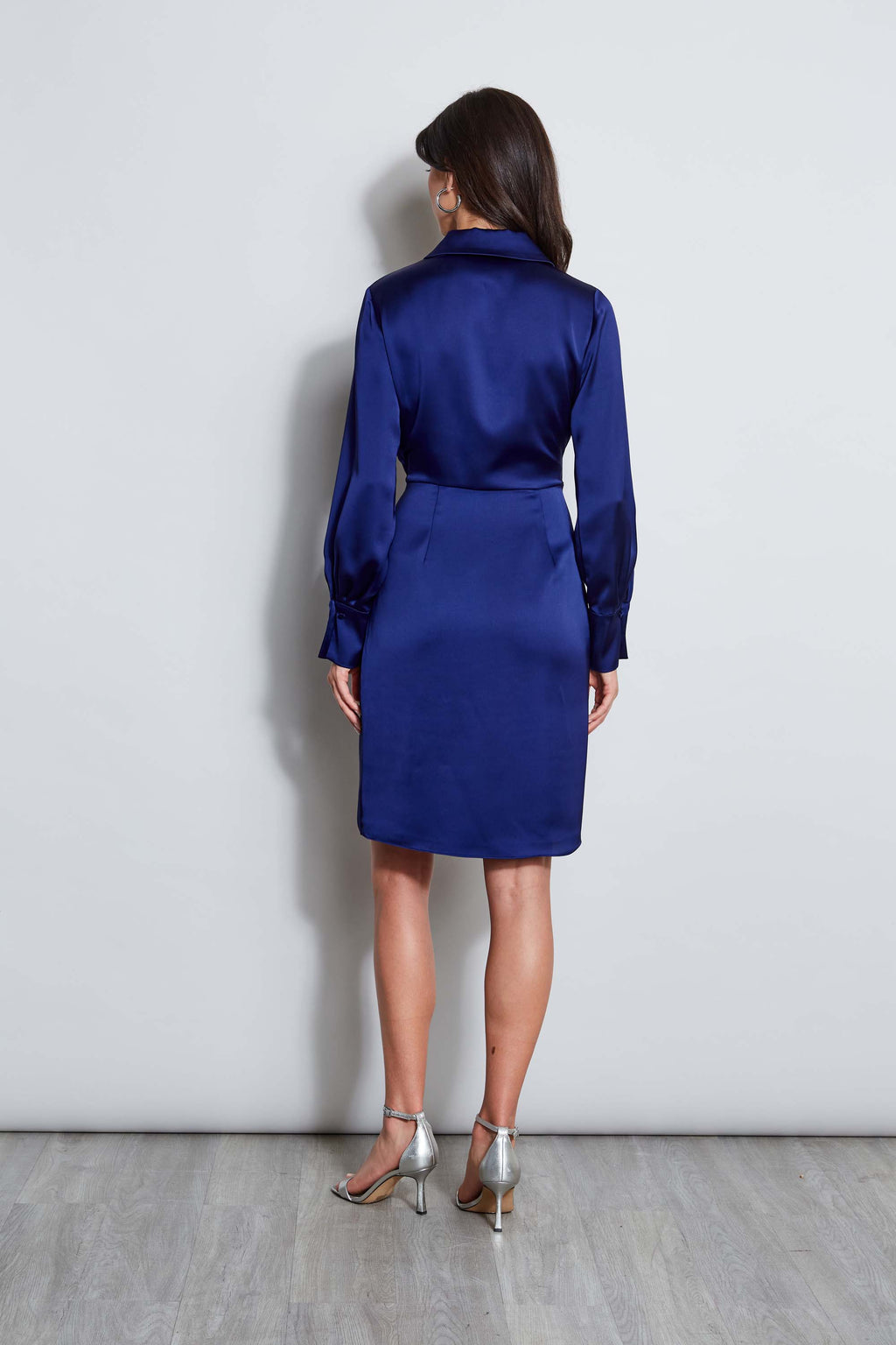 Women Long Sleeve Satin Wrap Dress Dark Sapphire | Elie Tahari