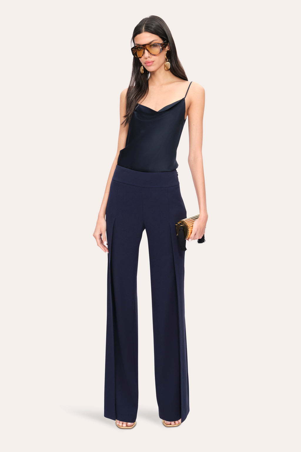 Women Crepe Overlay Slit Pant  | Elie Tahari