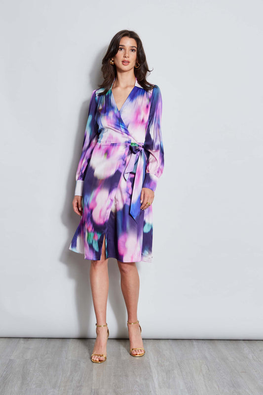 Women Moire Floral Wrap Dress Multi | Elie Tahari