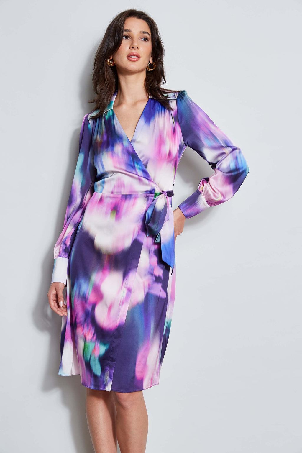 Women Moire Floral Wrap Dress Multi | Elie Tahari