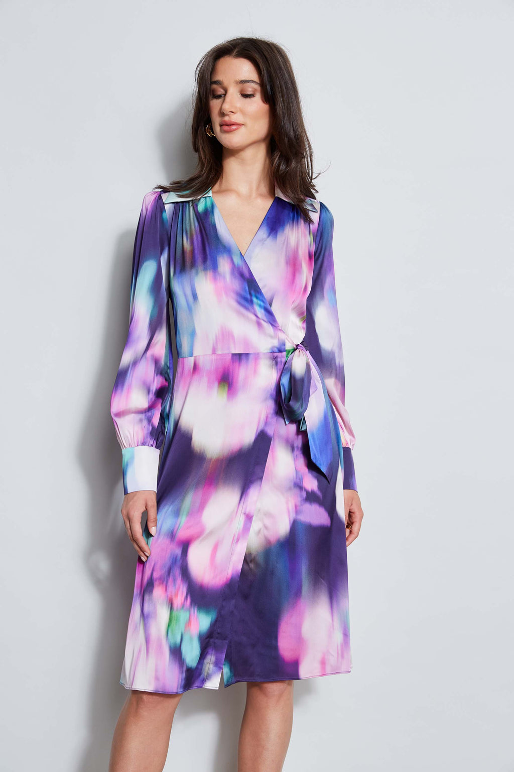 Women Moire Floral Wrap Dress Multi | Elie Tahari
