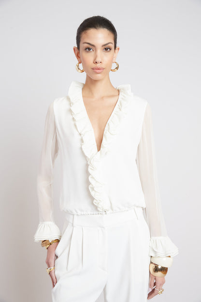 Women Ruffle Silk Shirt  | Elie Tahari