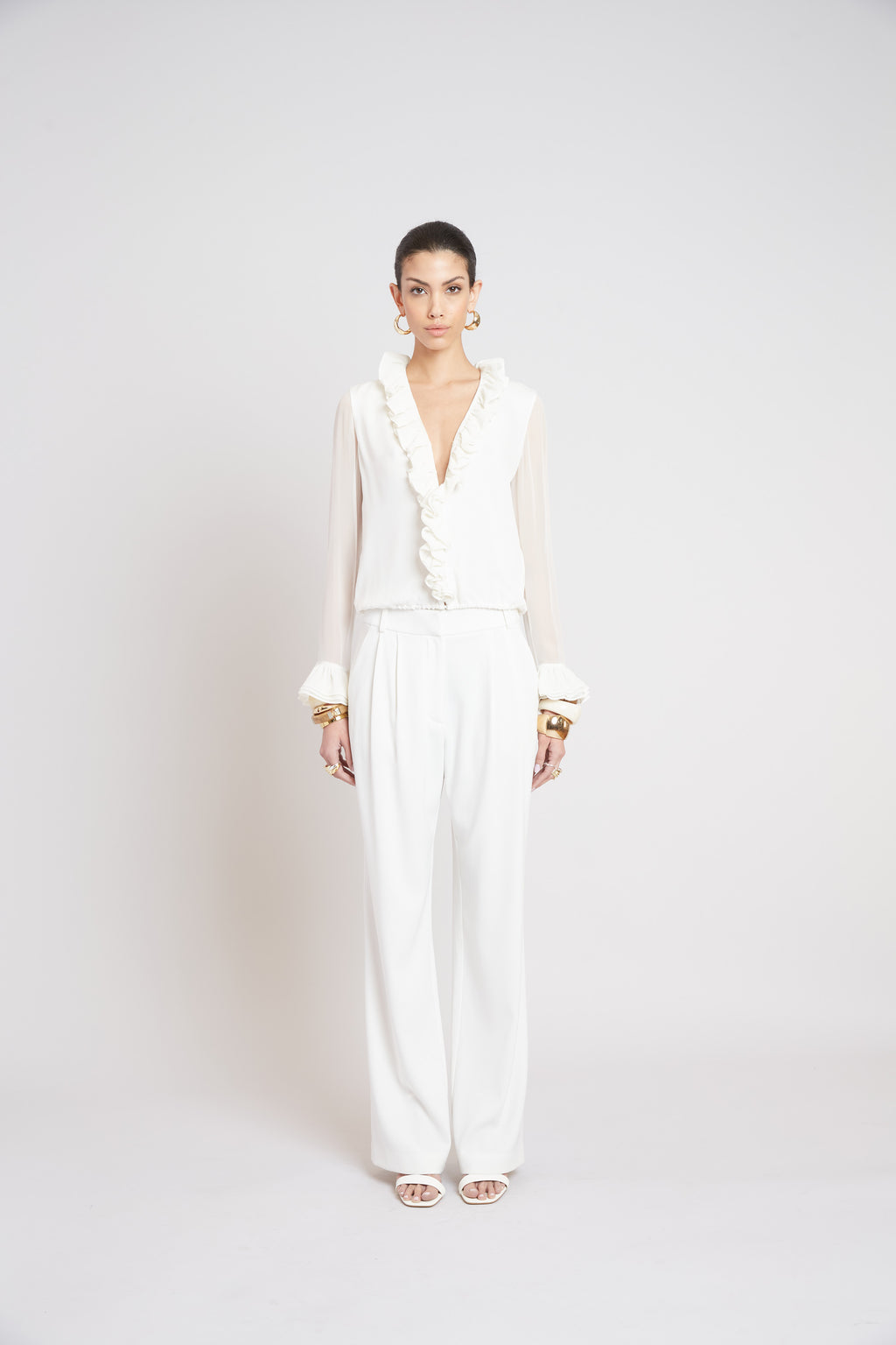 Women Ruffle Silk Shirt  | Elie Tahari