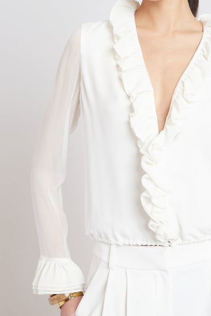 Women Ruffle Silk Shirt  | Elie Tahari