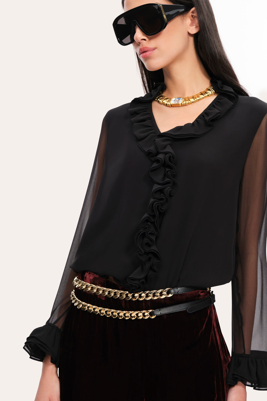 Women Ruffle Silk Shirt  | Elie Tahari
