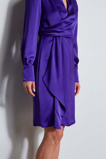Women Long Sleeve Satin Wrap Dress Grape | Elie Tahari