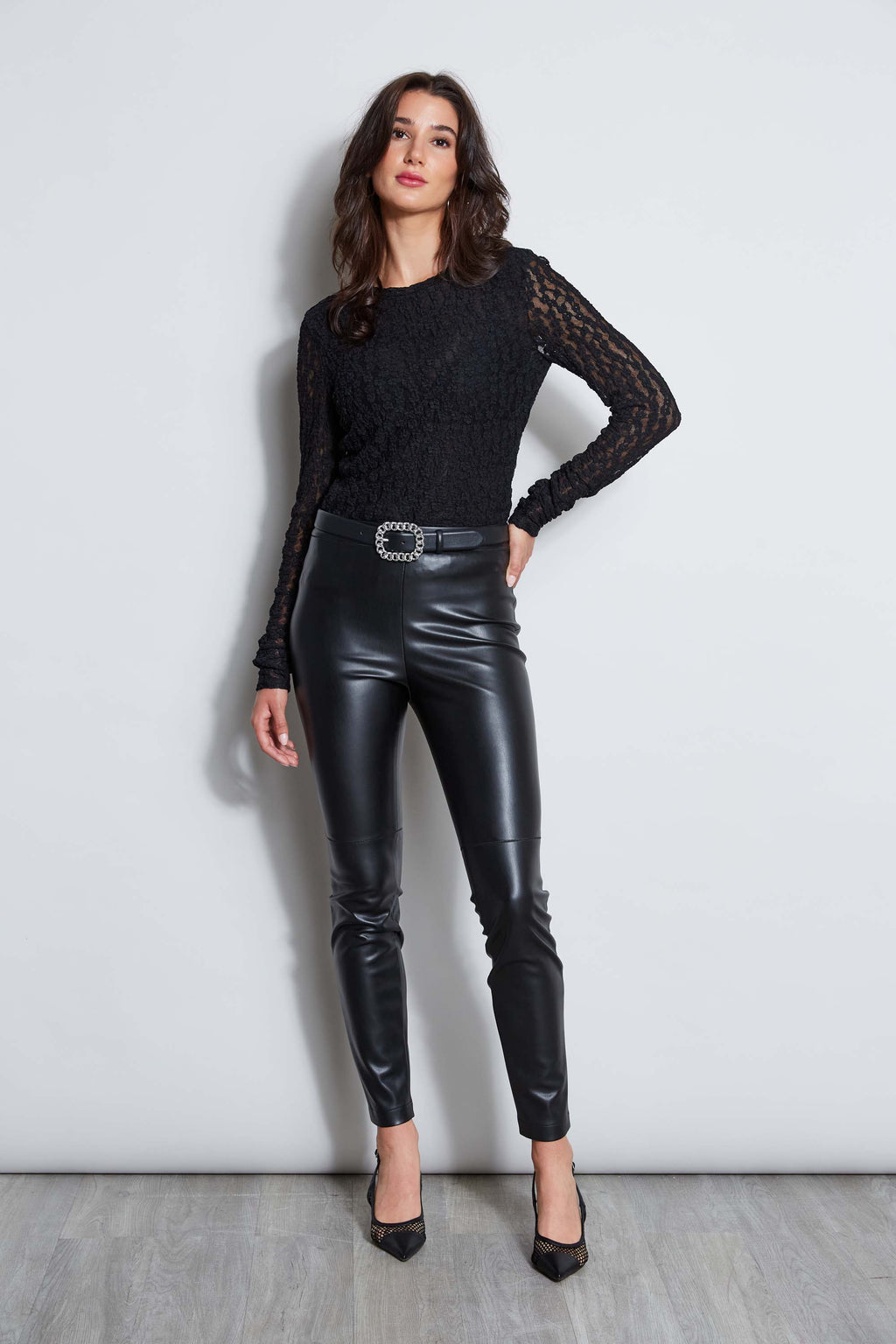 Women Lace Long Sleeve Knit Black | Elie Tahari