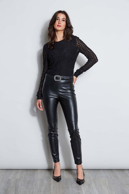 Women Lace Long Sleeve Knit Black | Elie Tahari