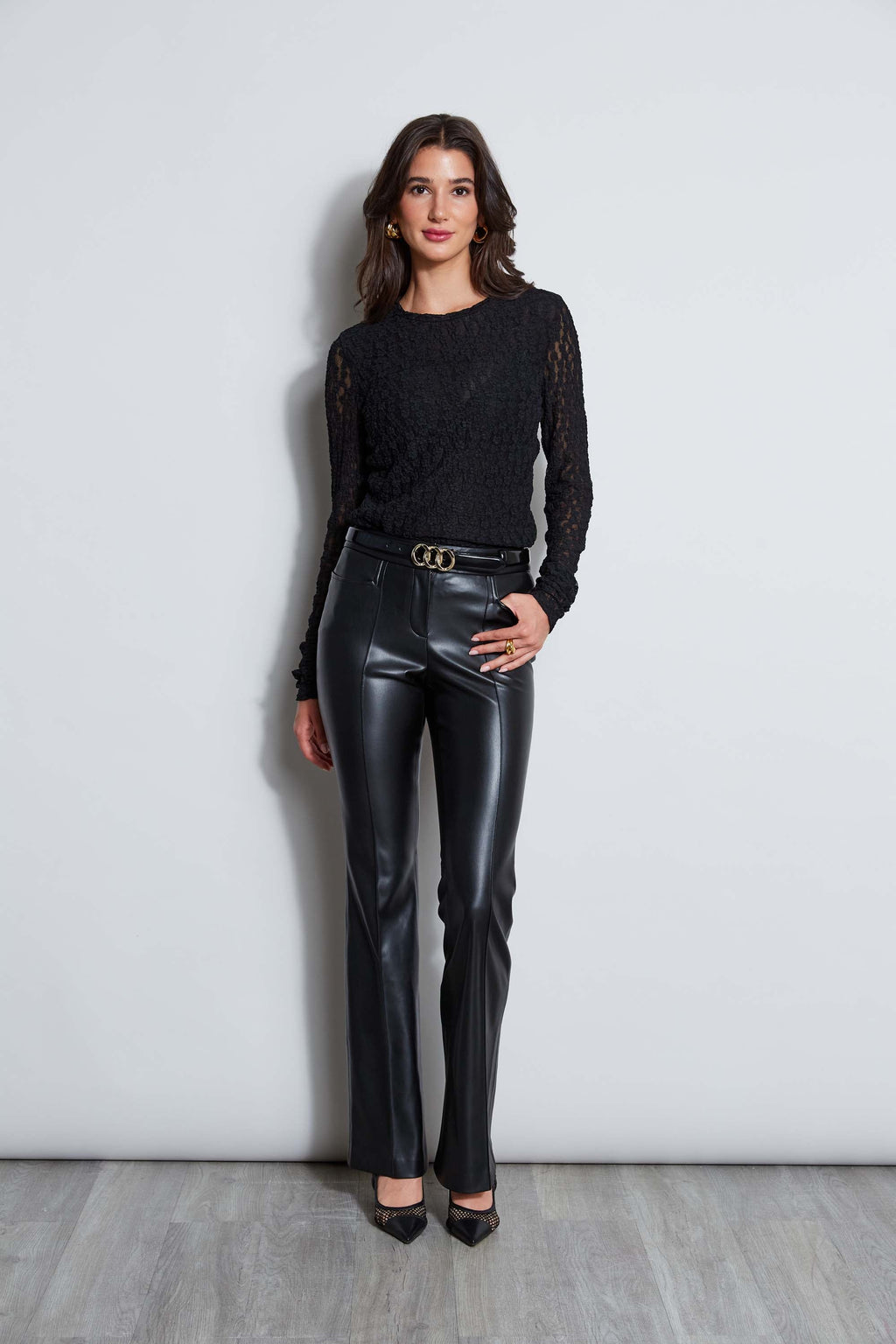 Women Lace Long Sleeve Knit Black | Elie Tahari