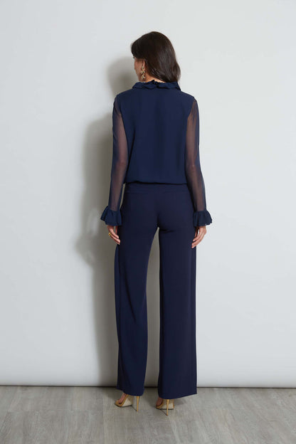 Women Ruffle Silk Shirt Galaxy Navy | Elie Tahari