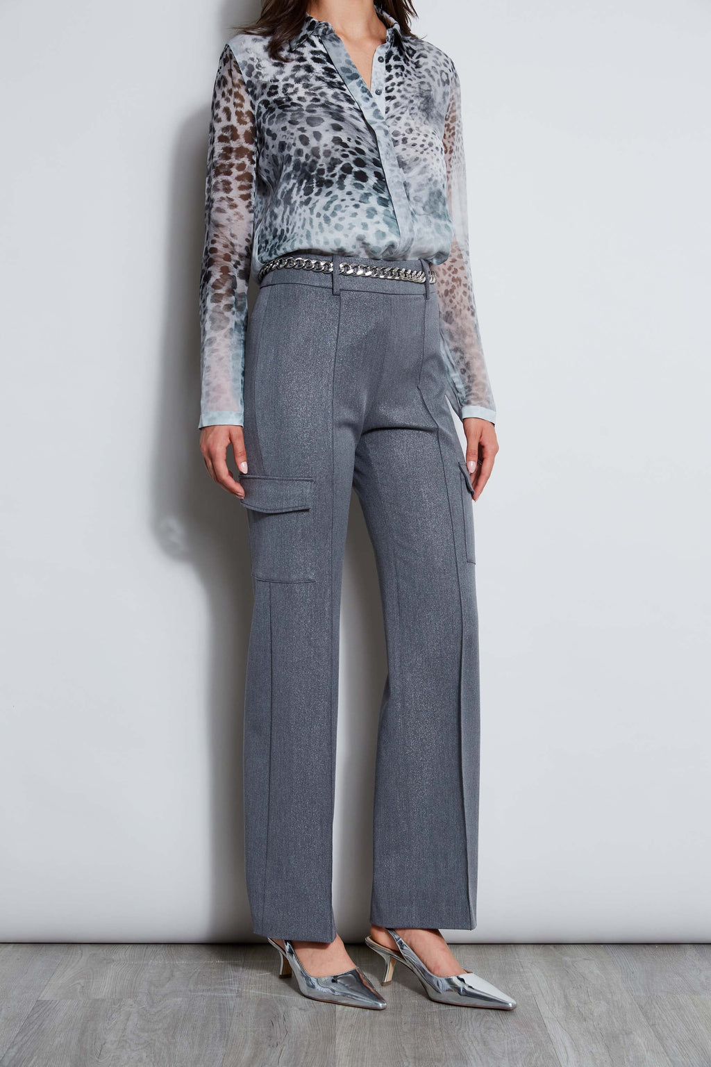 Women Metallic Cargo Pant Metallic Grey | Elie Tahari