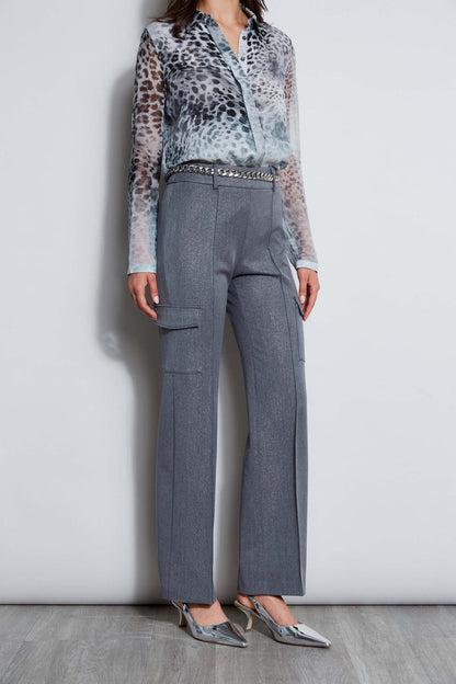 Women Metallic Cargo Pant Metallic Grey | Elie Tahari