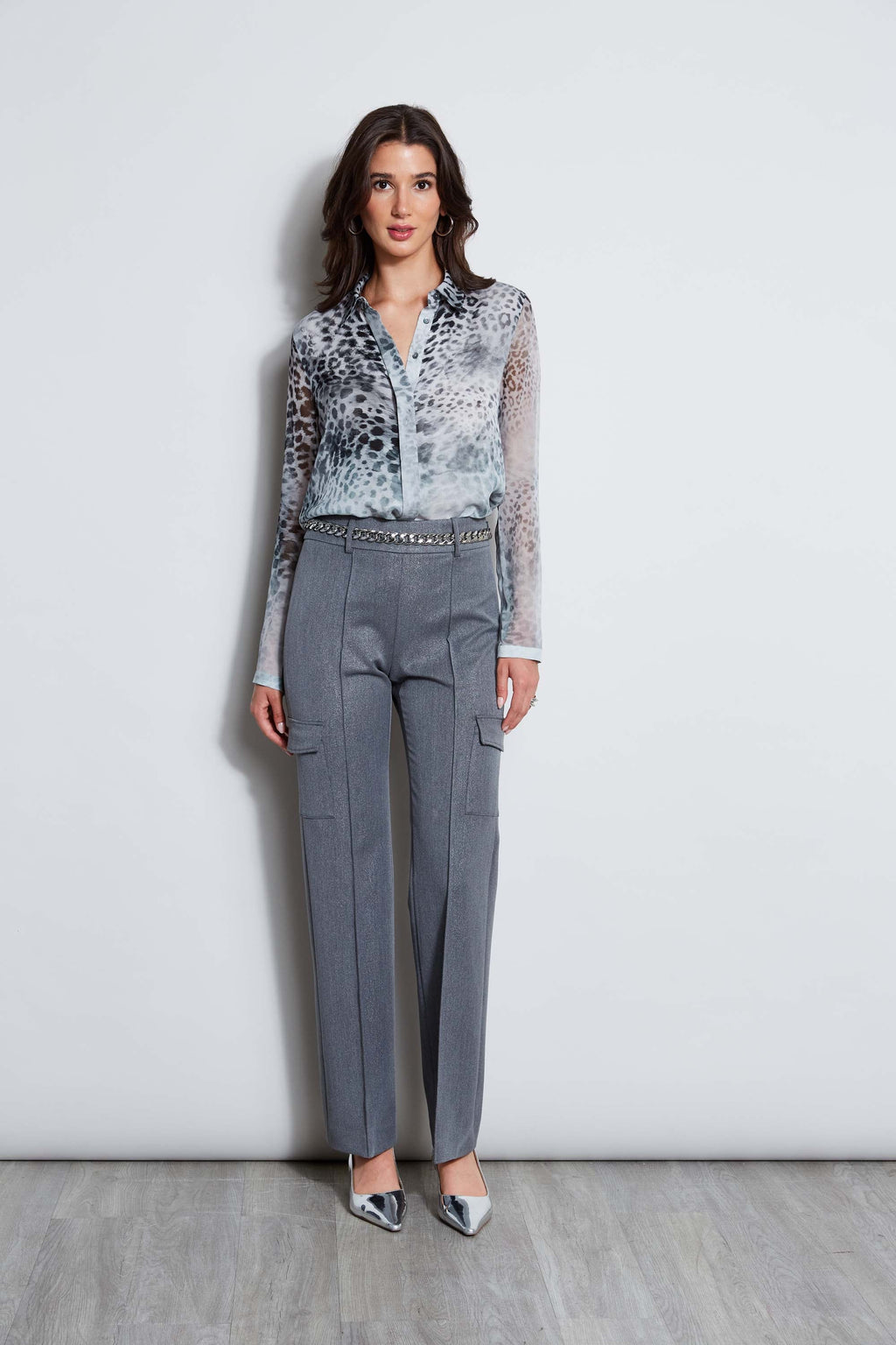 Women Metallic Cargo Pant Metallic Grey | Elie Tahari