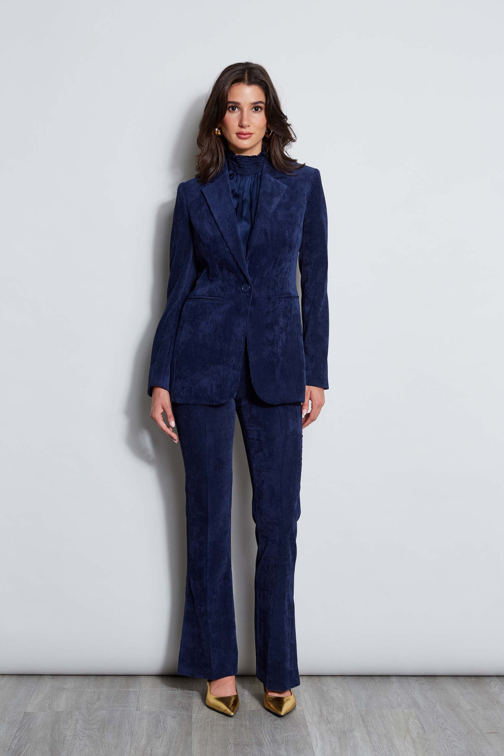 Women Corduroy Single Button Blazer Galaxy Navy | Elie Tahari