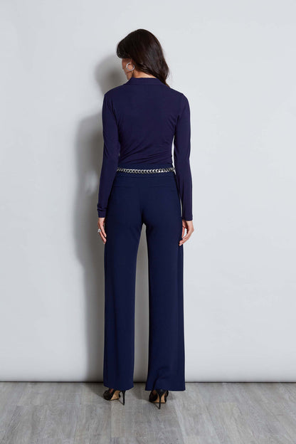Women Pleated Neck Knit Galaxy Navy | Elie Tahari