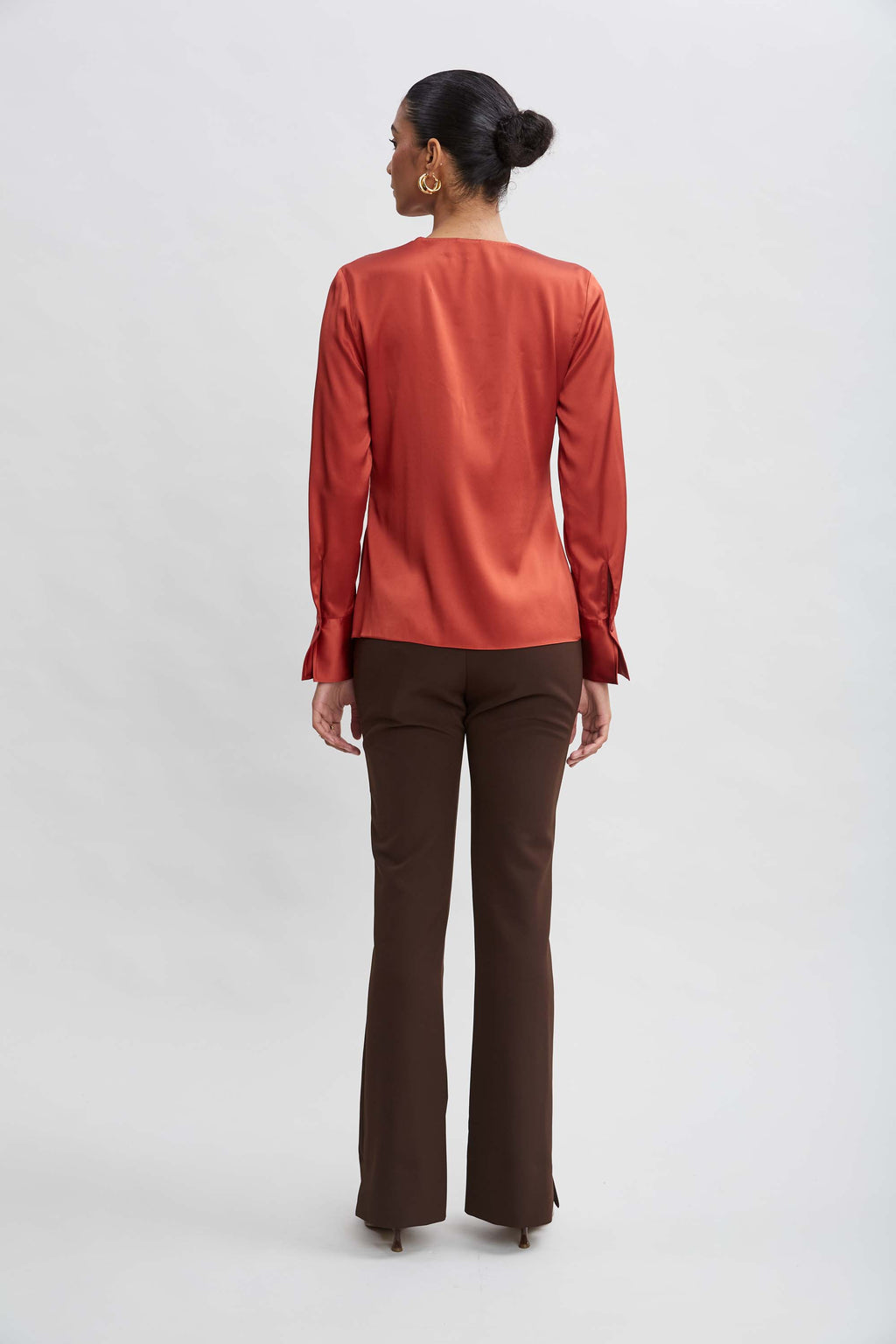 Women Silk Satin Contour Ruffle Shirt  | Elie Tahari