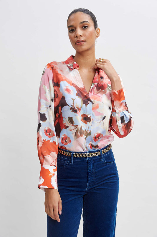 Women Silk Satin Wintergarden Shirt  | Elie Tahari