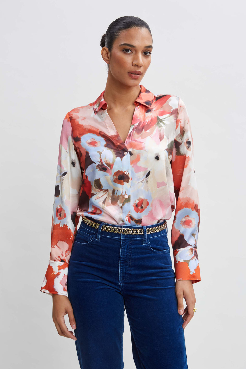 Women Silk Satin Wintergarden Shirt  | Elie Tahari