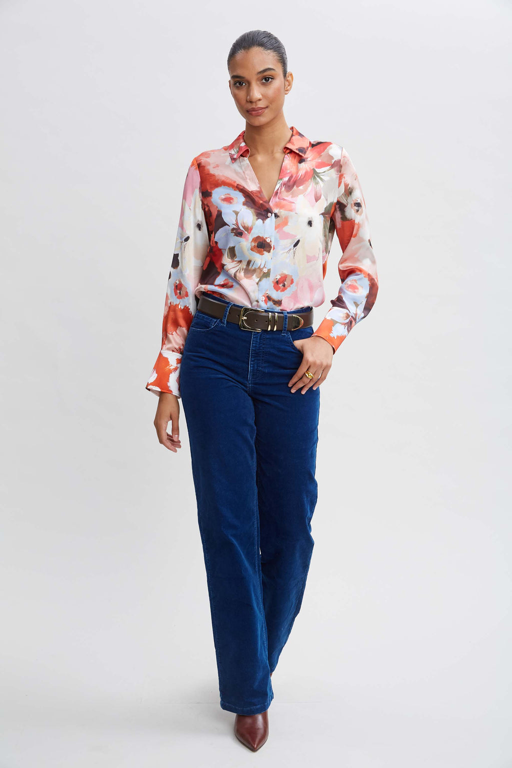 Women Silk Satin Wintergarden Shirt  | Elie Tahari