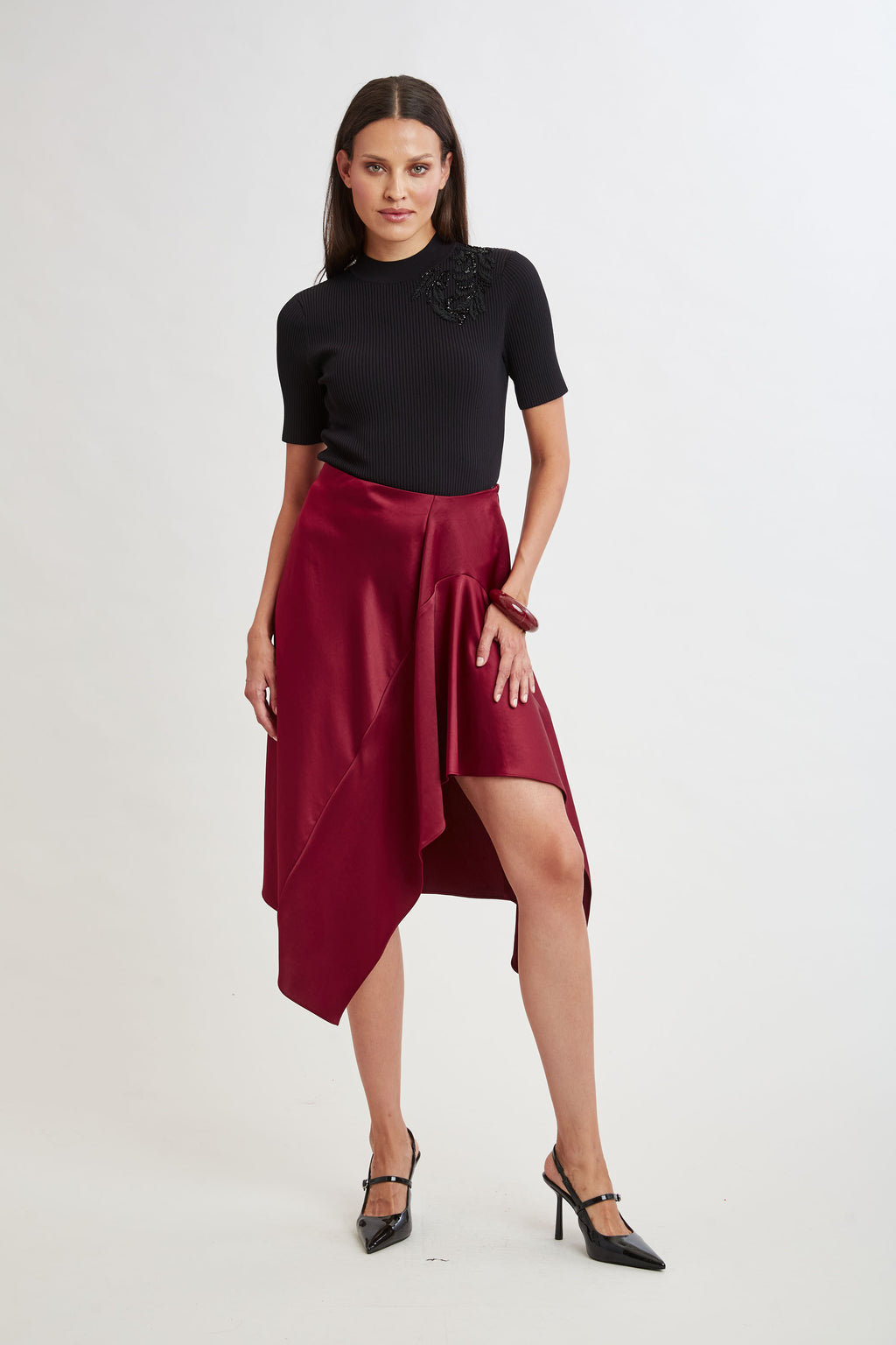 Women Asymmetric Hem Skirt  | Elie Tahari