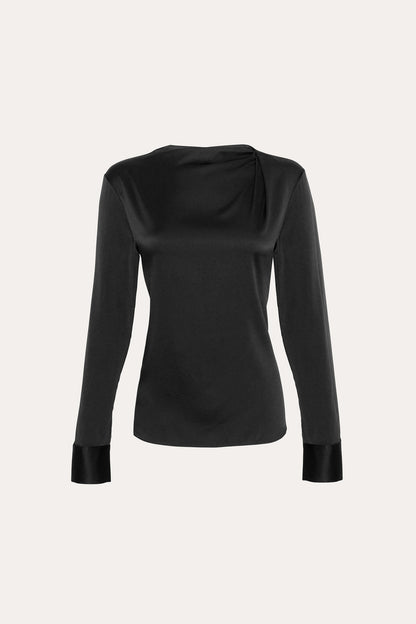 Women Silk Draped Top Black | Elie Tahari