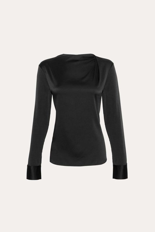Women Silk Draped Top Black | Elie Tahari