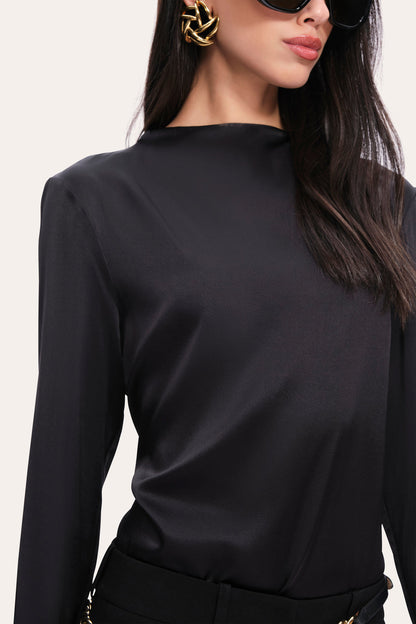 Women Silk Draped Top Black | Elie Tahari