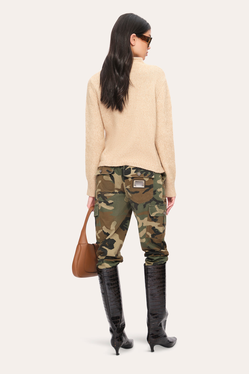 Women Cable Cotton Wool Sweater Toffee Melange | Elie Tahari